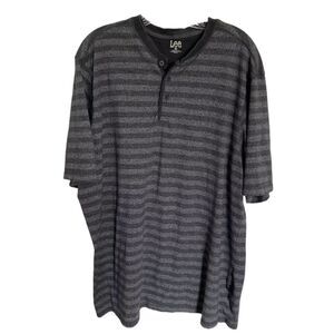 Lee Men's Black/Gray Stripes Shirt Short Sleeve Crew Neck, 2XB